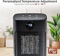 Vista 2 de Comfort Zone Digital Desktop Heater, 1500W/1000W, ECO Mode, Thermostat, Remote Control, 12H Timer, Tip-Over & Overheat Protection, Portable Electric