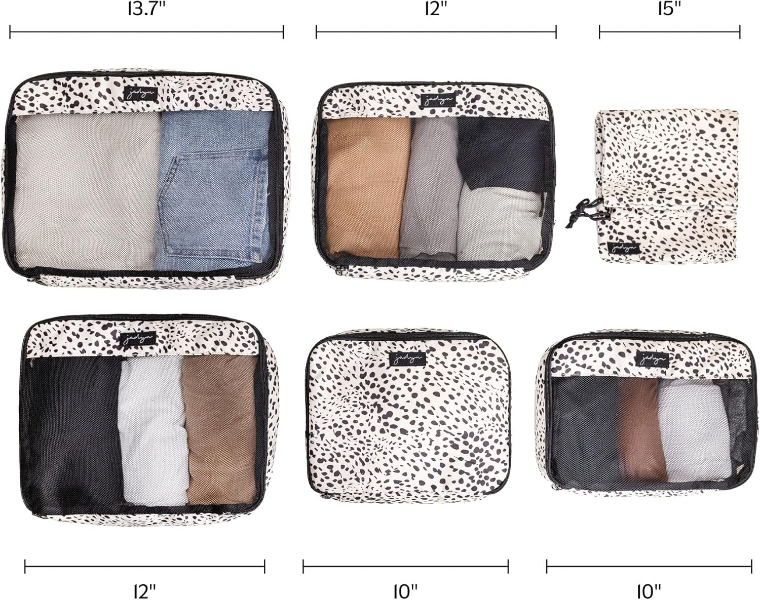 Jadyn Packing Cubes for Travel, 6-Piece Large Packing Cube Organizer Set for Suitcase, Duffel Bag, Luggage, Multiple Sizes Travel Essentials (Cheetah Spot) - Image 2