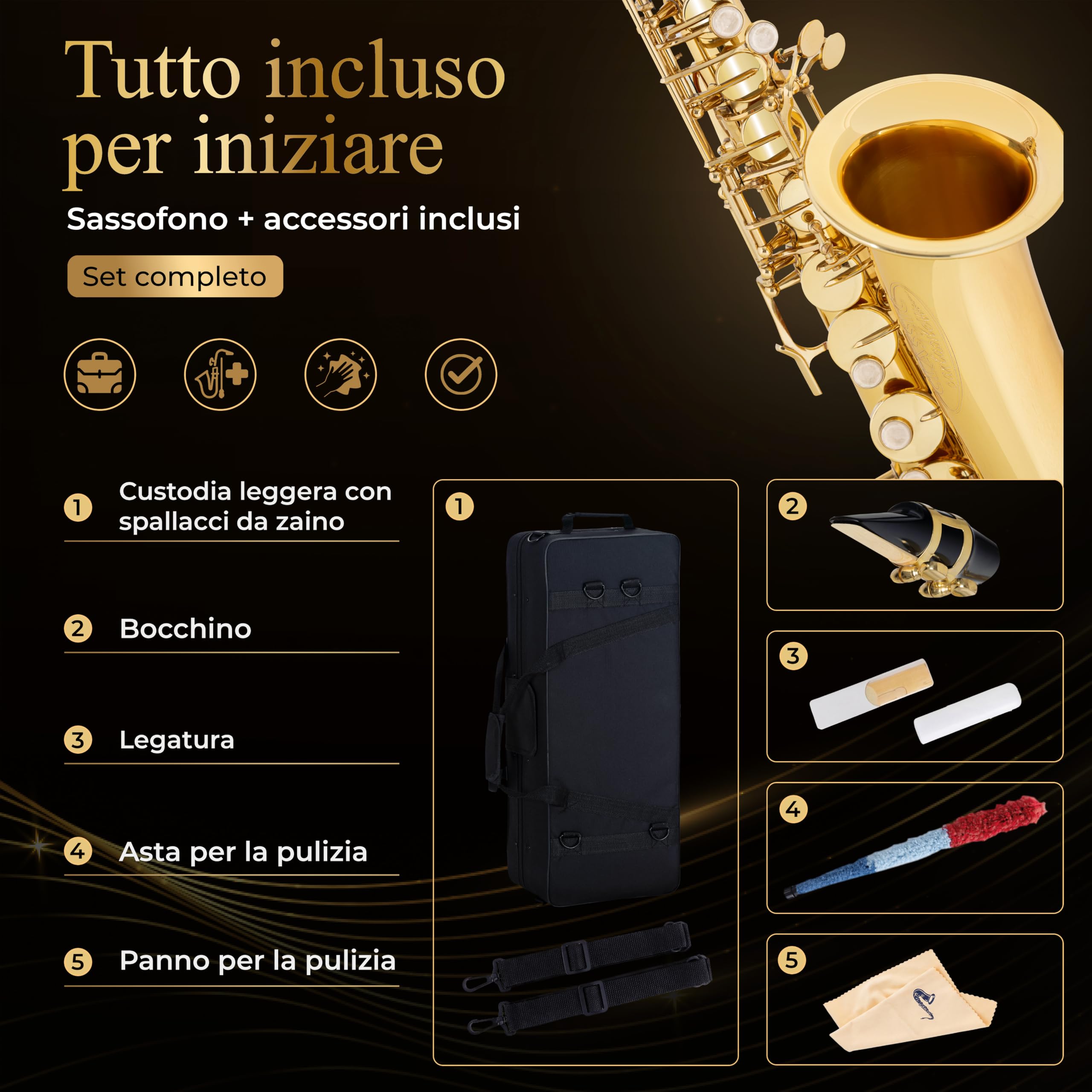Classic Cantabile Youngstar AS-420 Sassofono Alto per Bambini, Generale | Meccanica ergonomica adatta ai bambini con chiavi ravvicinate, Privo di chiavi D#/E/F e meccanica del campanello, Peso: 1