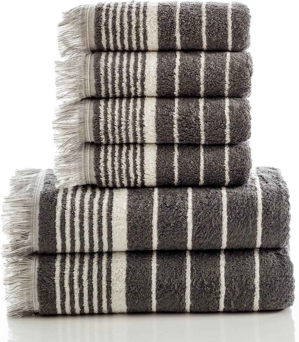 Cottonna Turkish Cotton Towel Set Terry Cloth Stripe with
