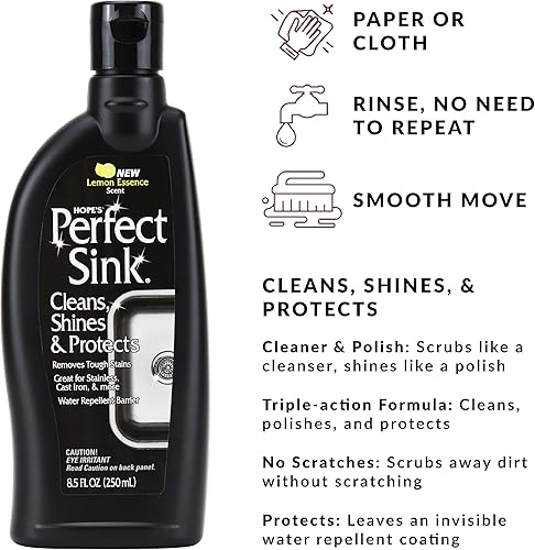 Miniatura 4 de HOPE'S Perfect Stainless, Perfect Granite and Perfect Sink Cleaner Bundle, limpiador de cocina sin rayas, elimina manchas, restaura y repele el