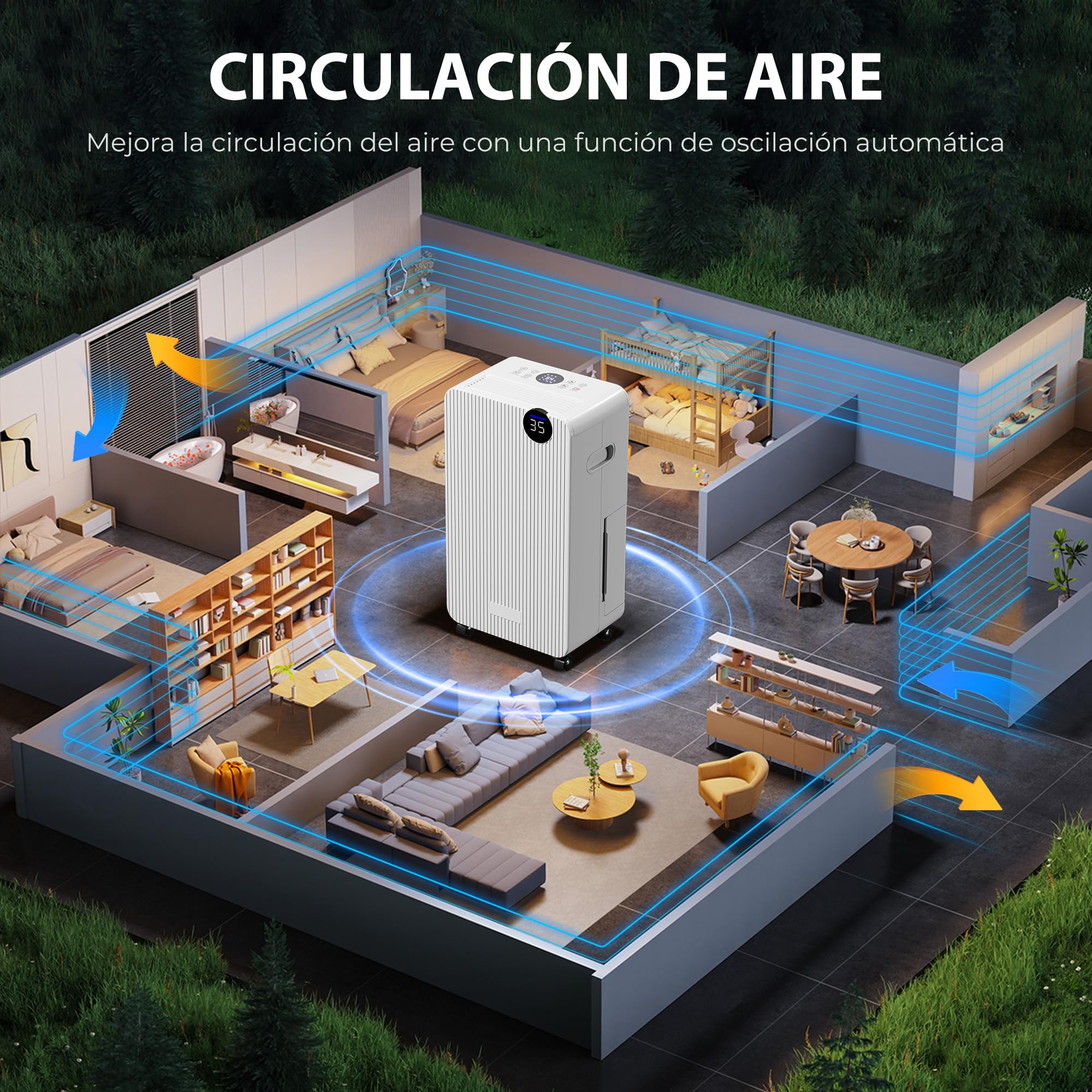 HOMCOM Deshumidificador 12L/día Depósito 2,1L Silencioso Eléctrico 12-25㎡ | 4 Modos, Pantalla LED, Temporizador, Apagado Automático, Bloqueo Infantil, Drenaje Continuo