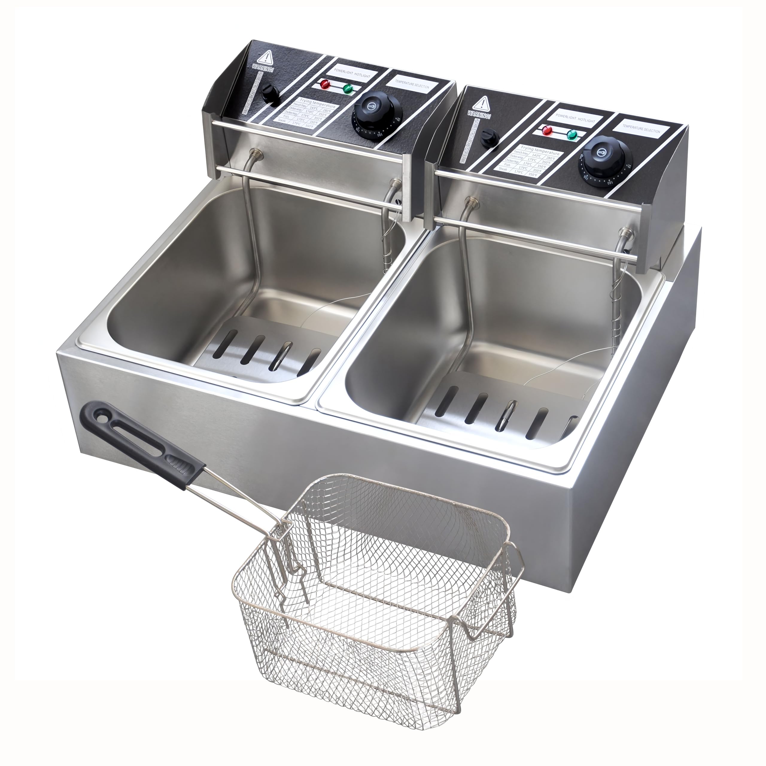 Electric Deep Fryer, 12L Commercial Stainless Steel Chip Fryer with Temperature Control, 110V 5000W Food-Grade French Fry Machine with Basket For Fried Chicken, Nuggets, Fries