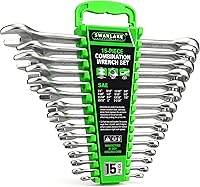 Vista 9 de SWANLAKE Juego de 32 llaves combinadas, SAE y métricas, 1/4"-1" y 7mm-22mm, 12 puntas, de acero cromo vanadio