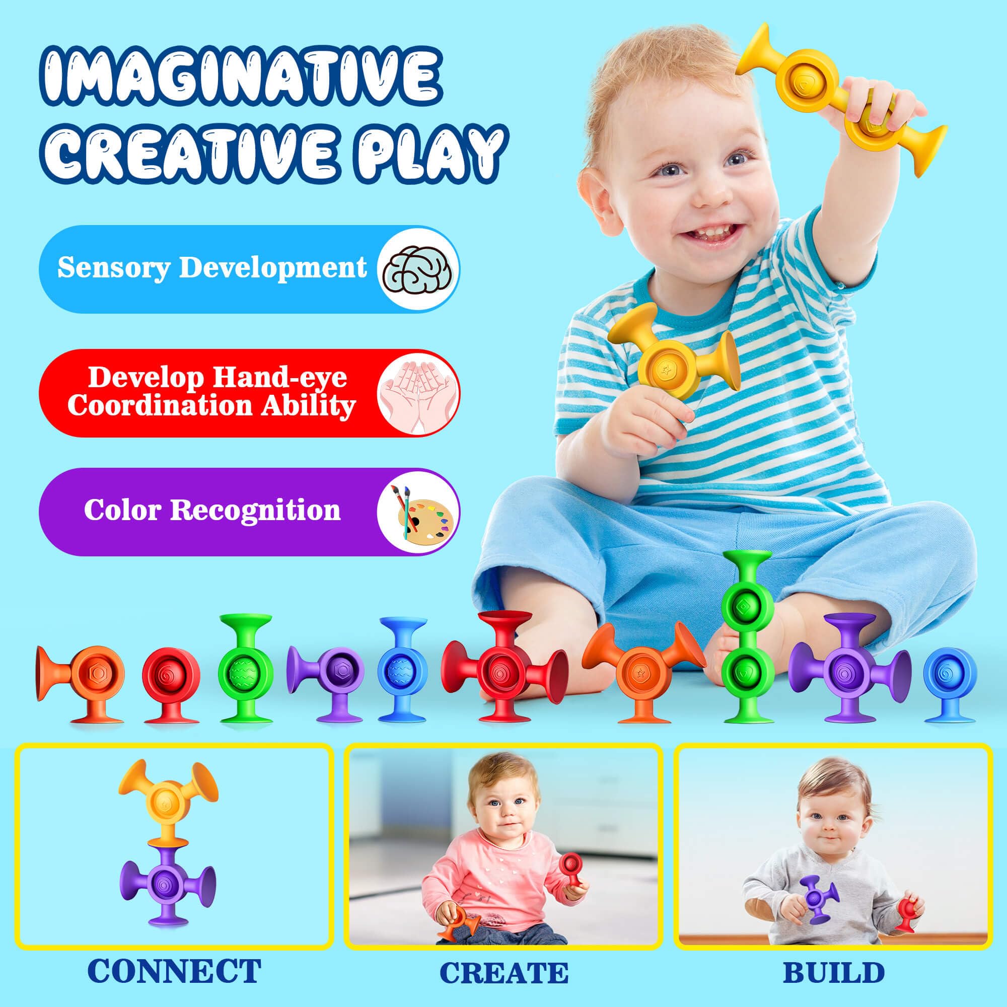 Juguetes de baño para bebés, juguetes de baño para niños a partir de 3 años, juguetes de ventosa, juguetes sensoriales para la tina, juguetes de bañera sin moho, juguetes de viaje, juguetes de Navidad 6