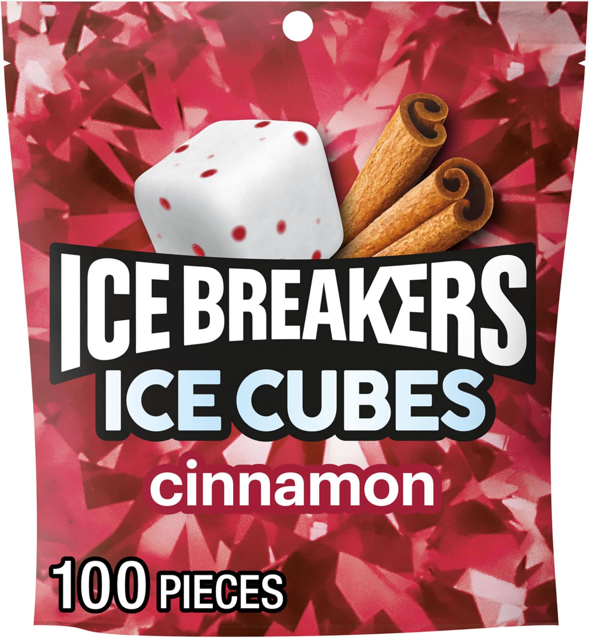 Ice Cubes Cinnamon Sugar Free Chewing Gum Pouch, 8.11 oz (100 Pieces)
