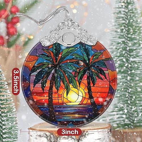 Miniatura 2 de Adorno retro de playa, adornos de Navidad, decoraciones de Navidad para árbol, adorno de vitral, recuerdo de reliquia, intercambio de regalos, ideas