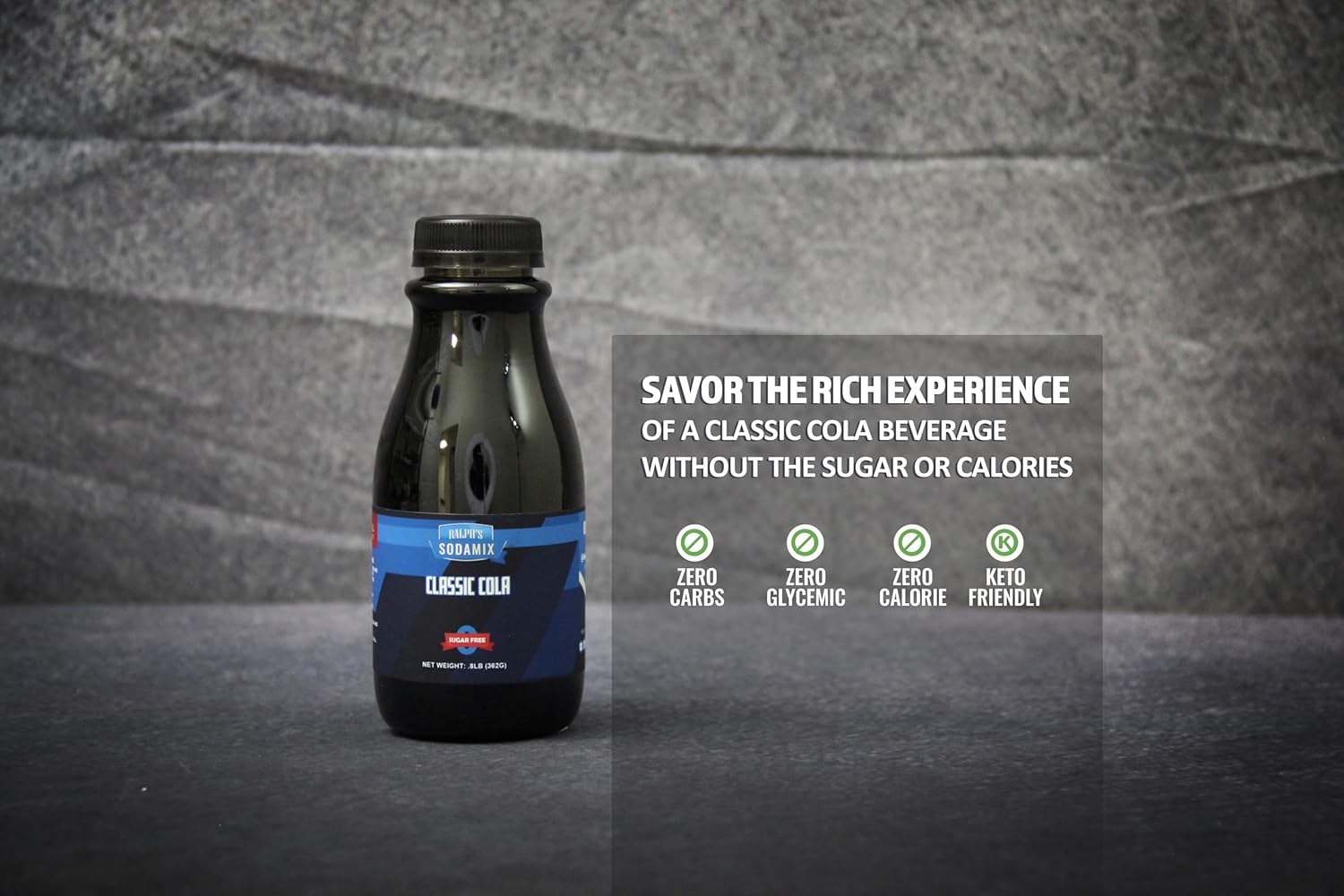 Ralph's 4 Sugar Free Sparkling Water Soda Maker Flavors Pack | Classic, Vanilla, Orange Vanilla and Cherry Cola | Four 12oz Bottles | Sodamix