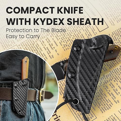 Miniatura 69 de Kizer Mini Harpoon Cuchillo de hoja fija con funda, cuchillo de caza de hoja de 3 V con mango G10, cuchillos pequeños EDC de hoja fija para camping