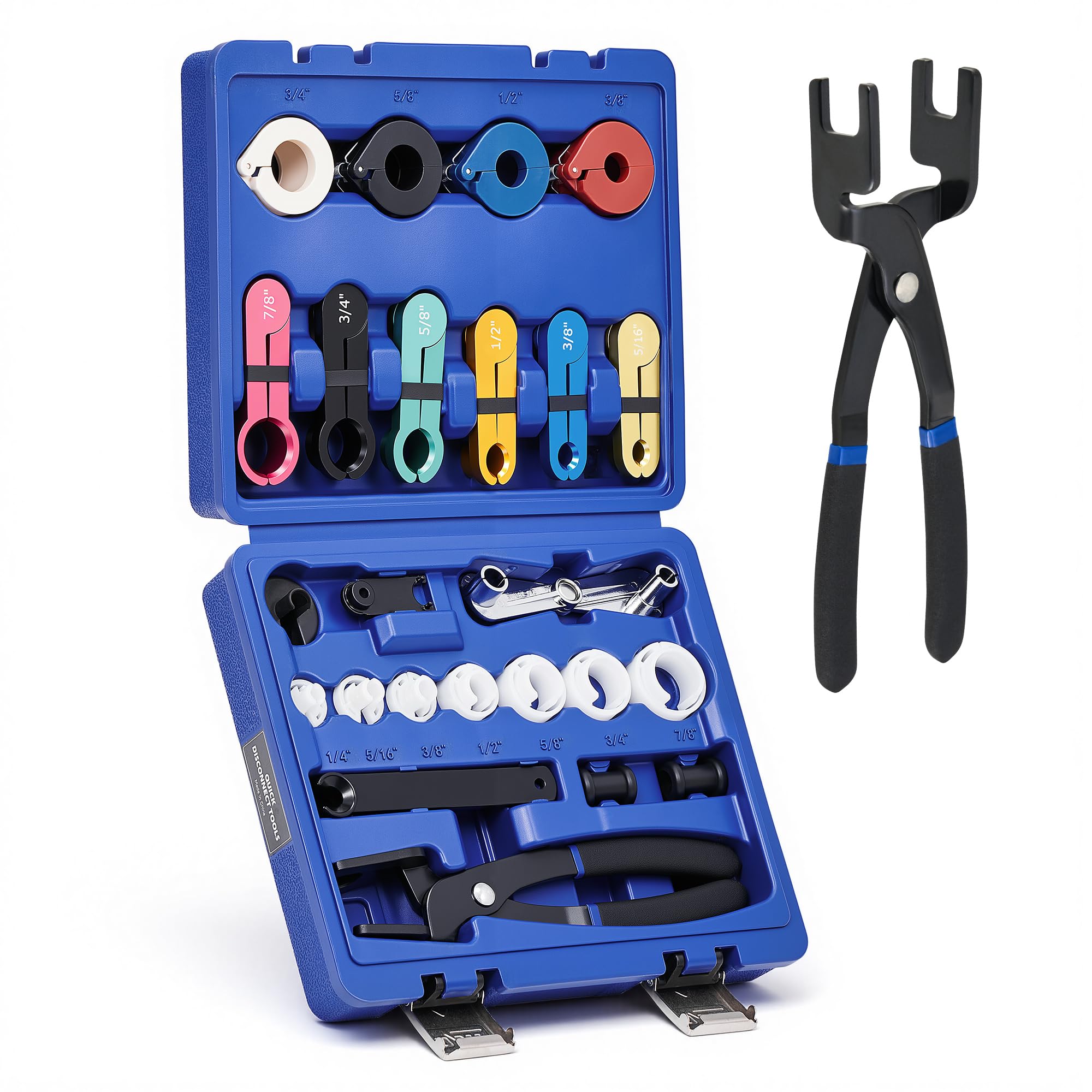 Orion Motor Tech 26pc Master Quick Disconnect Tool Kit, Fuel Line Disconnect Tool Set with Fuel and AC Disconnect Pliers, Fuel Line Removal Tool Set for AC Fuel & Transmission Systems, Blue