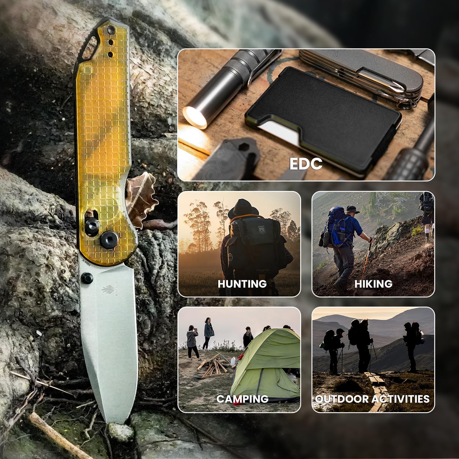Kizer Assassin Pocket Knife, 2.99" Nitro-V Steel Blade Folding Knife PEI Handle EDC Knife for Men Women Outdoor Hunting Camping Knife with Pocket Clip V3549A1