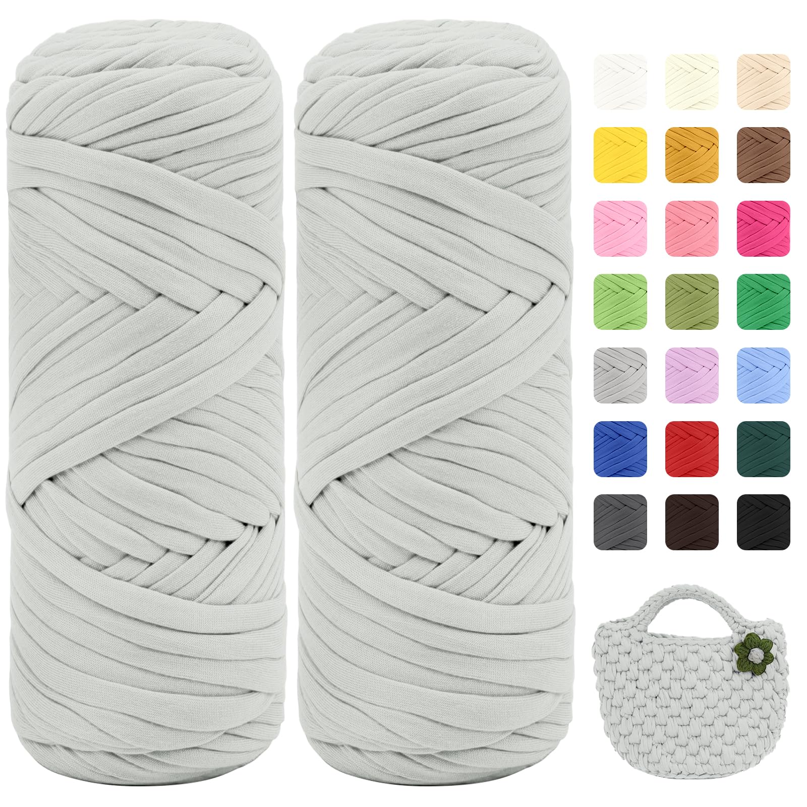 Maxee 400g T-Shirt Garn – 2 er Pack (je 200g/75m), Weiches Beilaufgarn zum Häkeln & Stricken – Farbintensiv & pflegeleicht, Ideal für Häkeltaschen/Körbe/Teppiche DIY Projekte, Handarbeiten und Deko