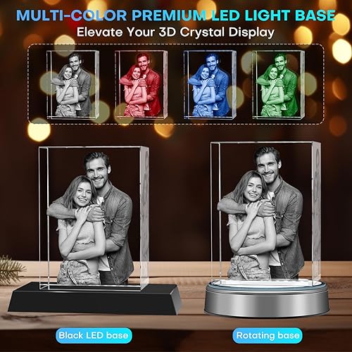 Miniatura 3 de Marco de Fotos 3D de Cristal Personalizado Rectángulo Mediano (Vertical)  Premium Base LED Multicolor, Envoltorio para Regalo y Tarjeta 3D Listo