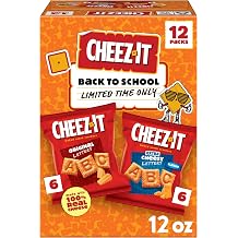 Cheez-It Letters Baked Snack Crackers, Back to School, Lunch Snacks, Variety Pack 12 Packs