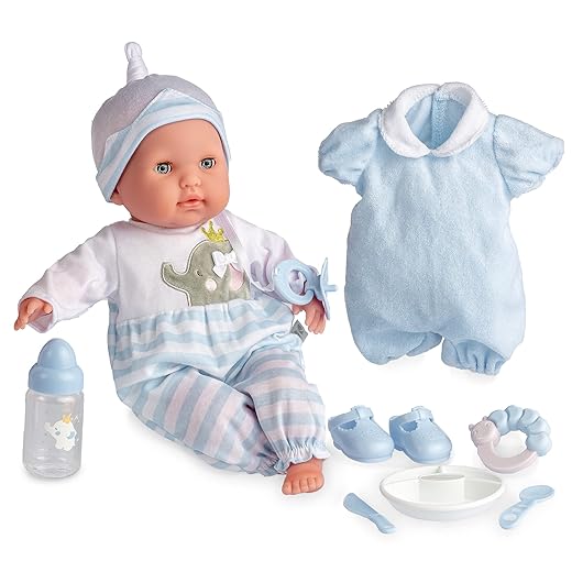 JC TOYS – Doll – Soft Body. Blue. with Accessories Several. ABREN and cierran The Eyes., Multicoloured