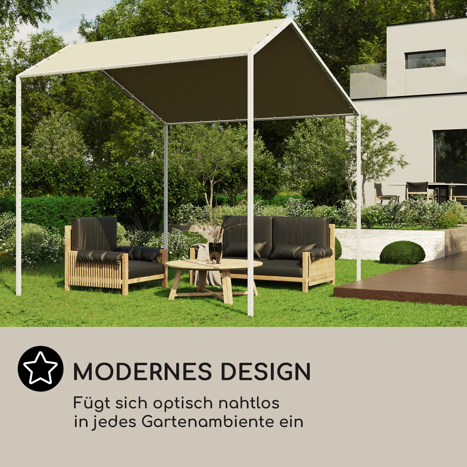 Amazon.de: Blumfeldt Pergola, Metall Pavillon mit Polyester Schrgdach,  Sonnensegel mit Gestell, berdachung Freistehend, Sonnenschutz fr Garten  und Terrasse, Gazebo Wasserdicht und Stabill, Aluminium-Rahmen