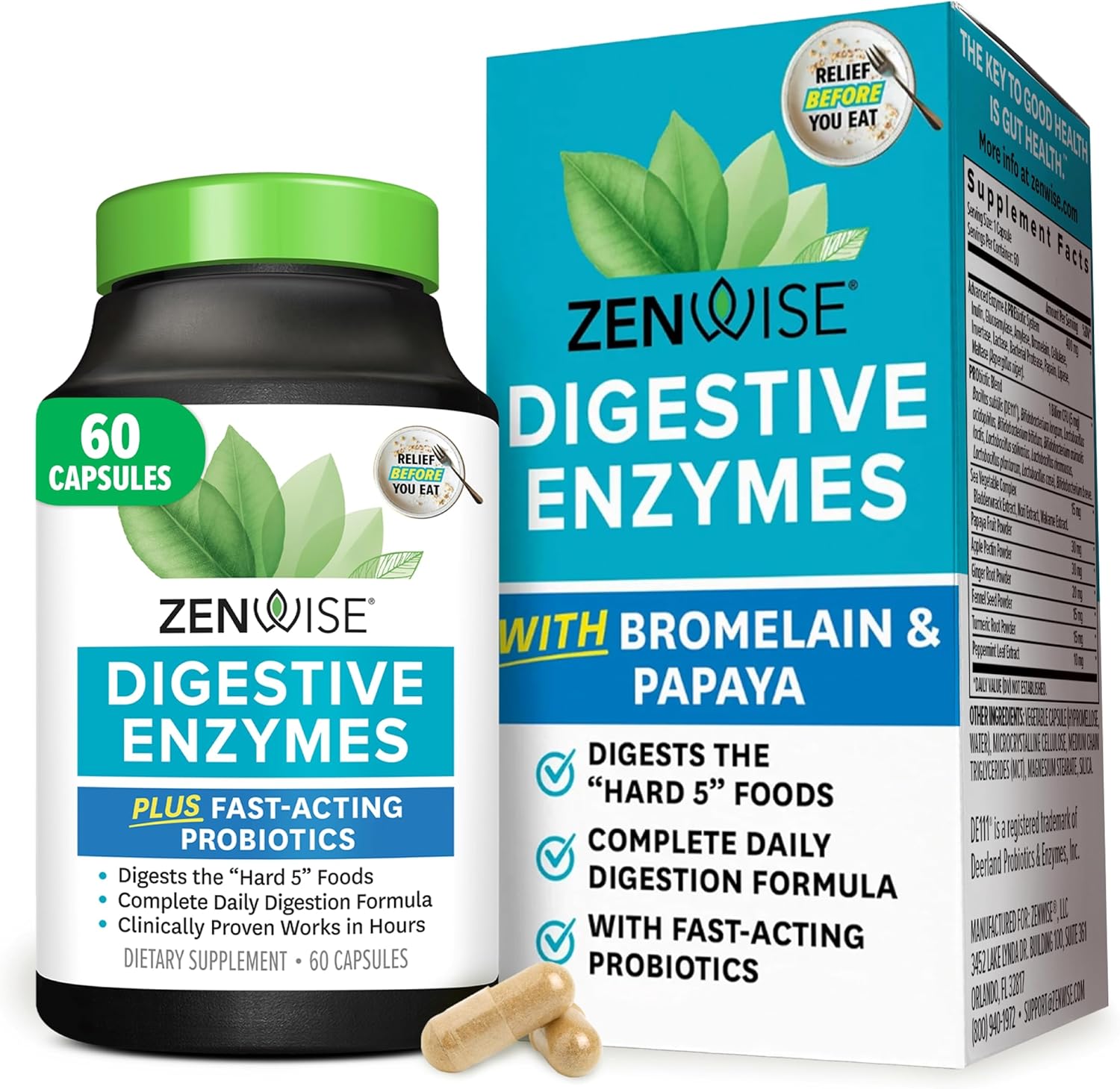 Zenwise Health Digestive Enzymes and Bromelain for Gut Health - Probiotic Multi Enzymes with Prebiotics and Probiotics for Women and Men for Digestive Health and Bloating Relief for Digestion - 60 CT Zenwise Health Digestive Enzymes and Bromelain for Gut Health - Probiotic Multi Enzymes with Prebiotics and Probiotics for Women and Men for Digestive Health and Bloating Relief for Digestion - 60 CT
