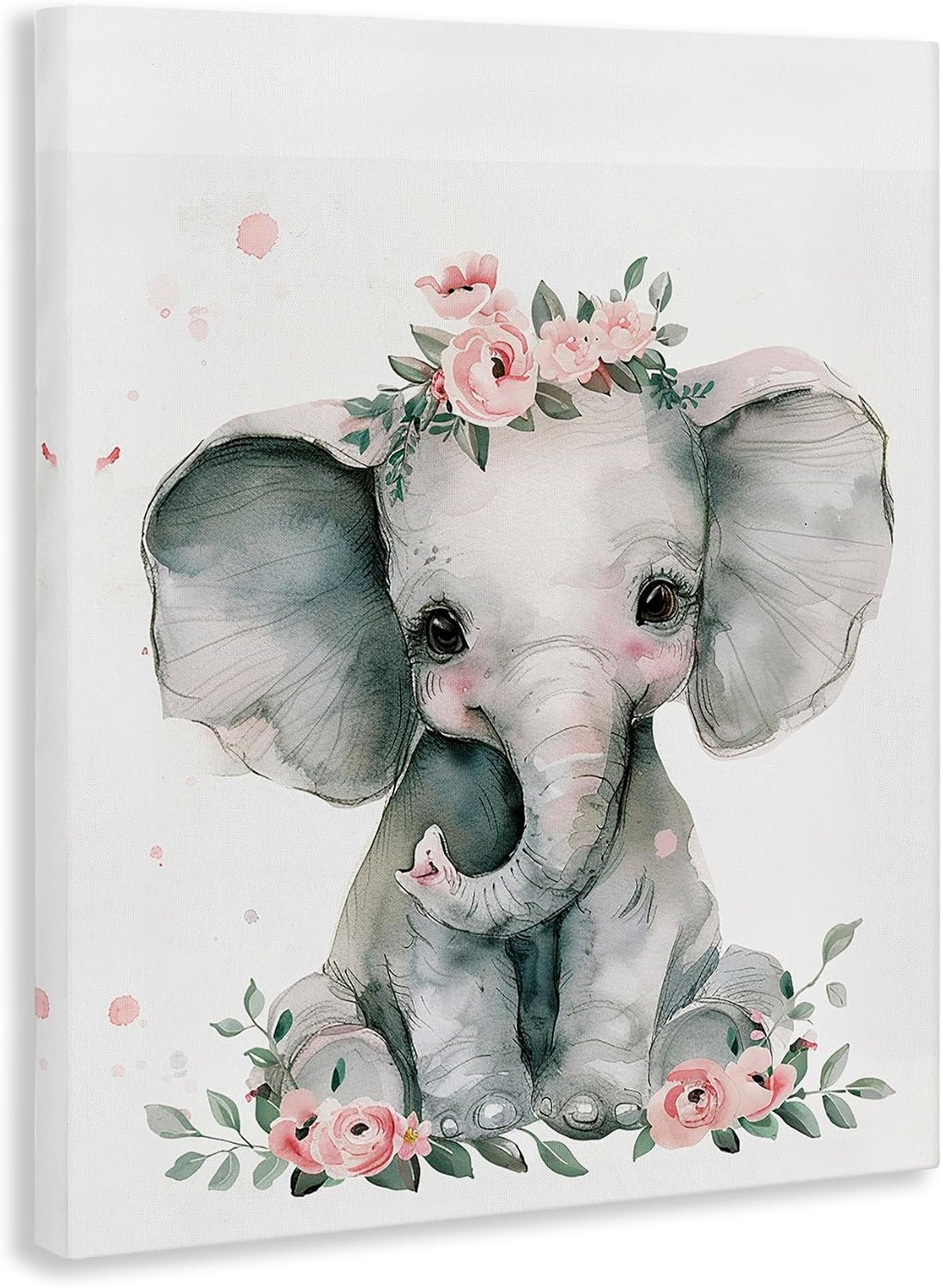 Stupell Industries 'Nursery Floral Elephant'| Canvas Art | Stupell Industries | 24 x 30 Inches, Easy to Hang and Sturdy, Made in USA, by LSR Design Studio