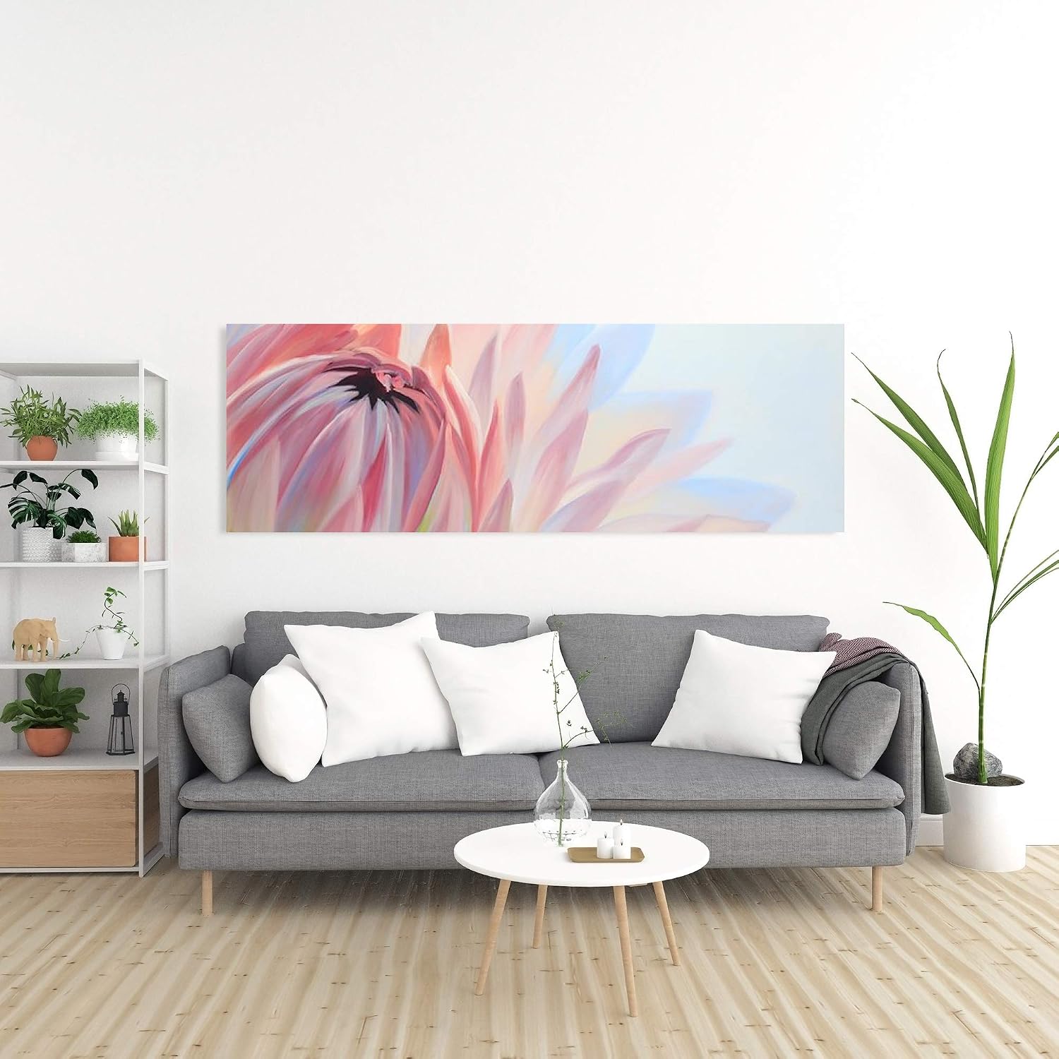 BEGIN DECO MAISON - HOME DECOR Close-Up of Pink Flower Wrapped Canvas, 20x60