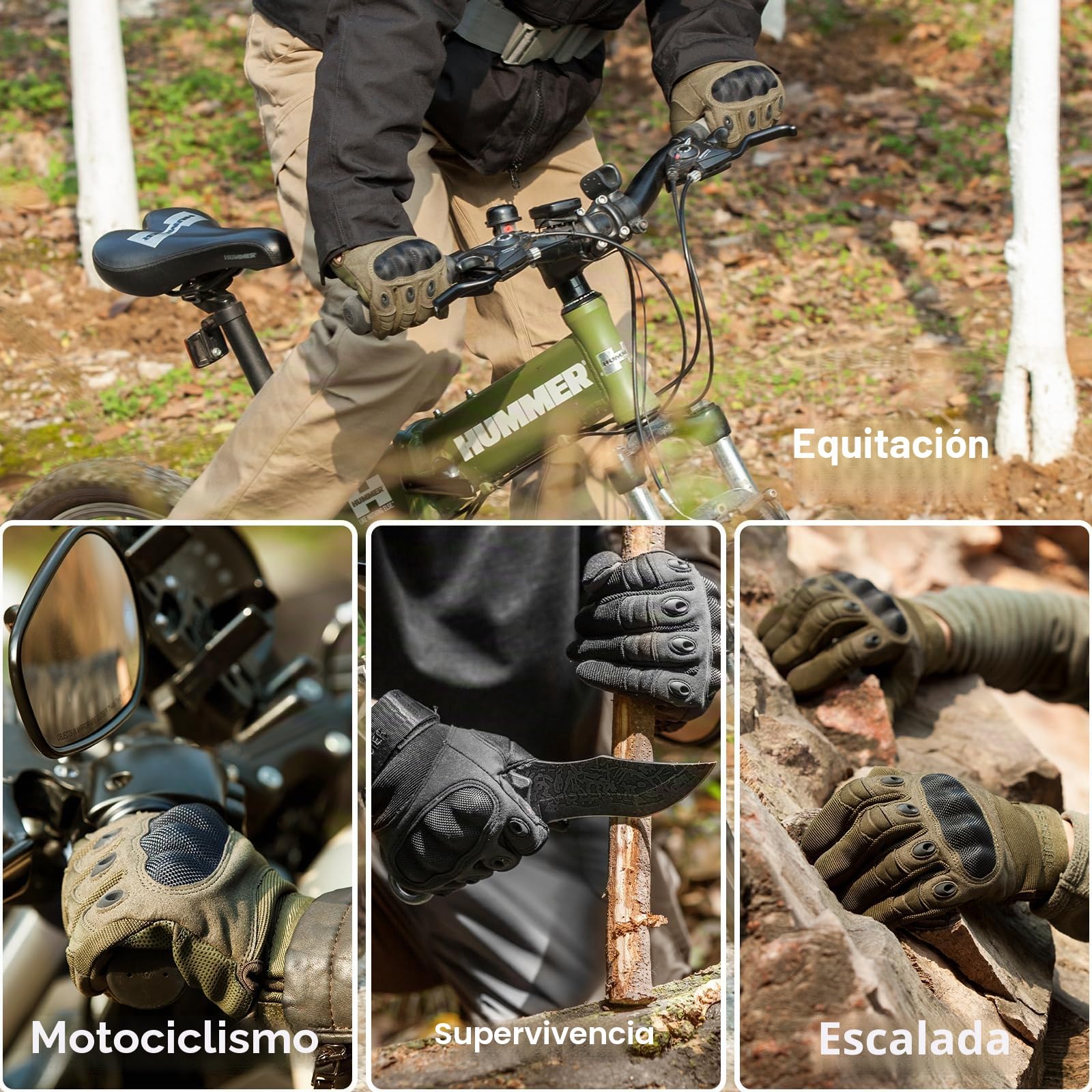FREE SOLDIER Guantes Moto Verano Hombre Tacticos Militares Combate Deportes Aire Libre Escalada Ciclismo MTB Airsoft Paintball Senderismo Trabajo