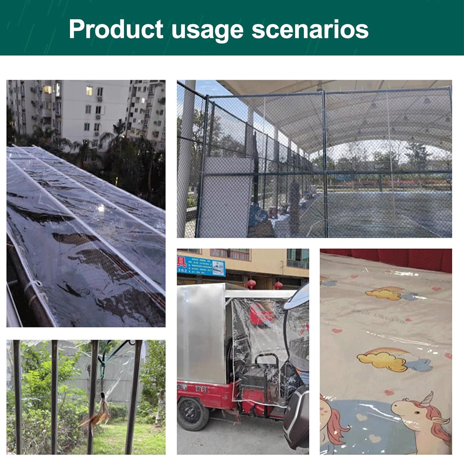 Clear Tarps Heavy Duty Waterproof, Enclosure with Grommets and Reinforced Edges, for Patio Outdoor Porch Greenhouse Chicken Coop Garden(4x8ft(1.2x2.4m))