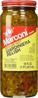 Marconi Medium Giardiniera Relish, 16 oz - Authentic Spicy Pickled Veggies for Sandwiches, Subs & Salads