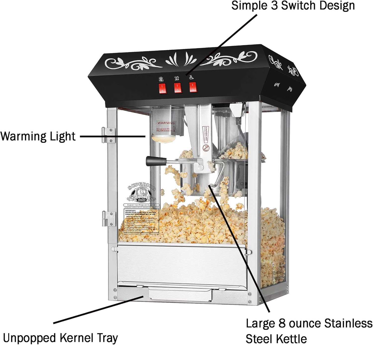 Buy Superior Popcorn Company Popcorn Machine, Counter Top, Black Online