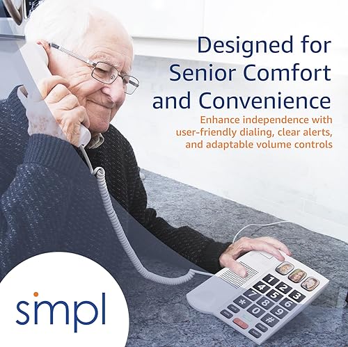 Miniatura 7 de SMPL Teléfono de botón grande para personas mayores, teléfono fijo con cable simple para ancianos, discapacitados, Alzheimer, demencia, problemas de