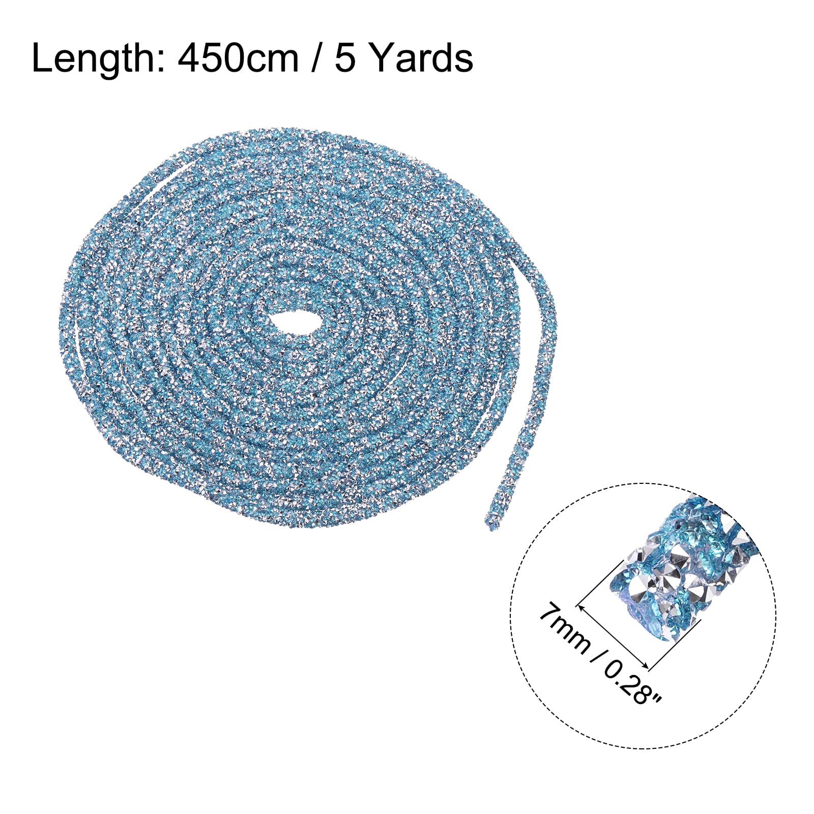 sourcing map 5 Yard 6mm 0.24 inch Glitter Sequins Rope Sequins Rhinestone Tube Cord for DIY Wedding Dresses Costume Clothing Shoes Jewelry Accessory Clear White — view 71