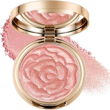 Soft Peach Glow Blush Powder   Silky, Buildable Shimmer for Natural Radiance, Long-Wearing & Water-Resistant Compact with Mirror, Gentle on All Skin Types, Everyday Pink Cheek Color