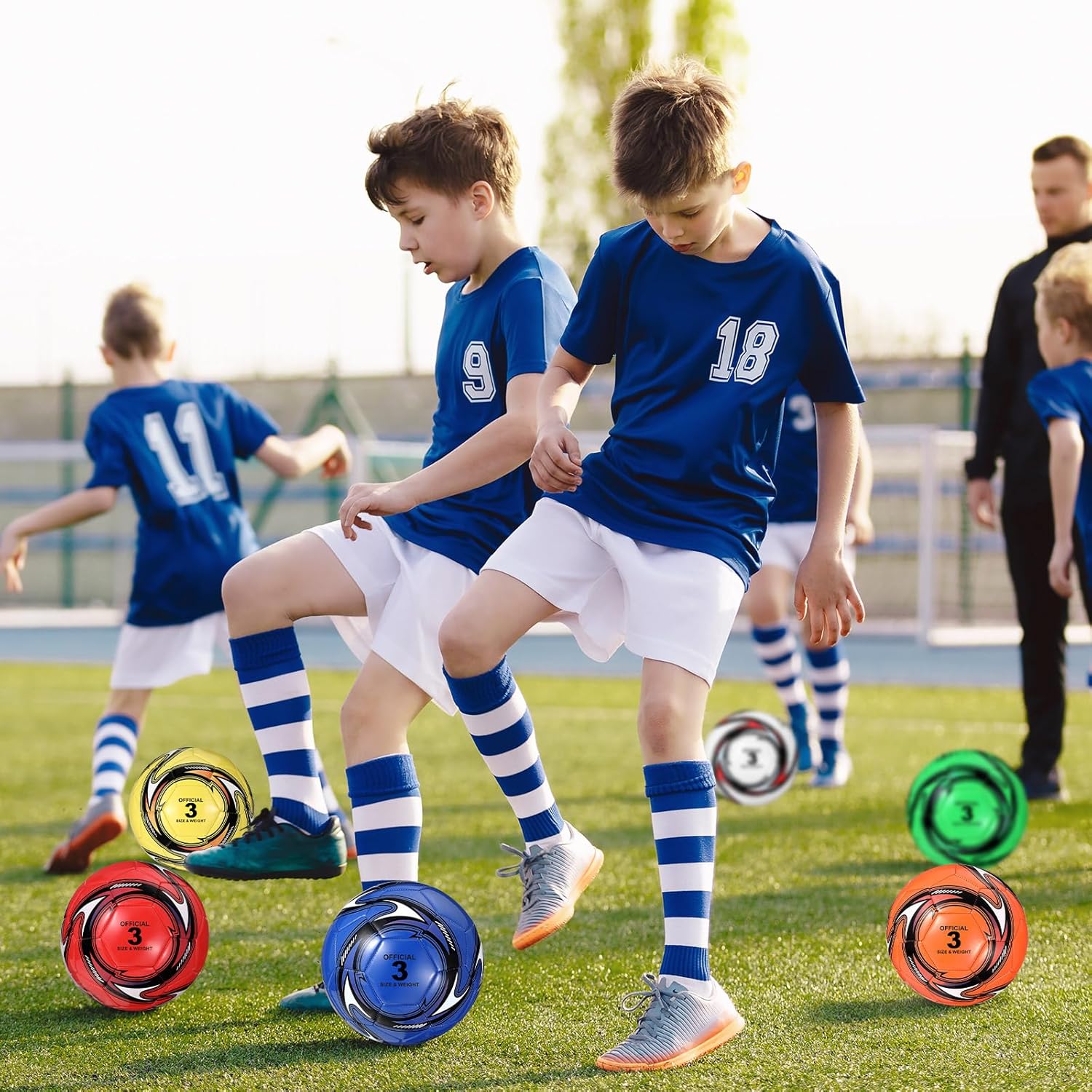 6 Pcs Operation Christmas Deflated Soccer Balls with Pump Carry Bag Official Size 3 4 5 for Indoor Outside Game Training Practice School Sport Gift(Size 3) - Image 5