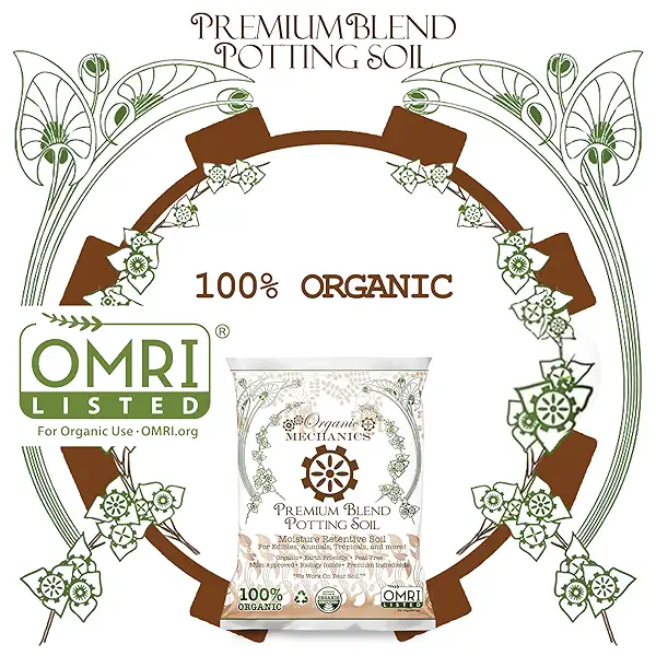 Organic Mechanics Premium Blend Potting Soil, 8 qt - Moisture-Retentive, Peat-Free, Compost - Enriched Mix with Worm Castings & Perlite for Houseplants, Annuals, Veggies & Tropical Plants 5