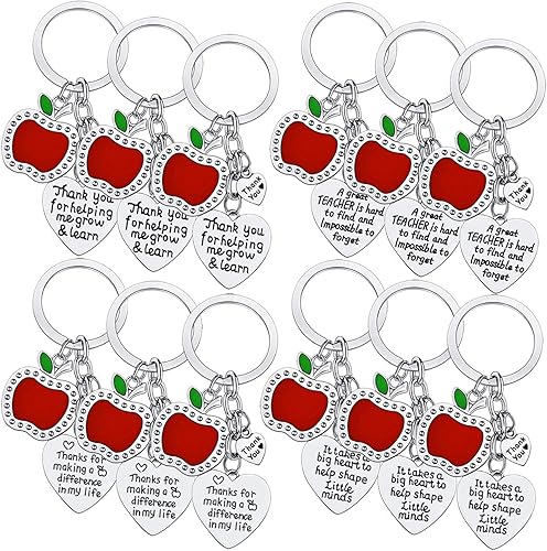 YEEQIN 12 llaveros para profesores a granel, regalos de agradecimiento para maestros, regalo de agradecimiento, llavero de agradecimiento para