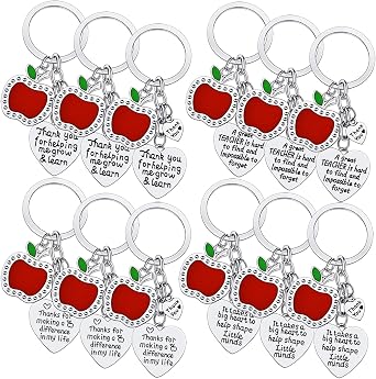 YEEQIN 12PCs Teacher Keychains - Bulk Teacher Appreciation Gifts