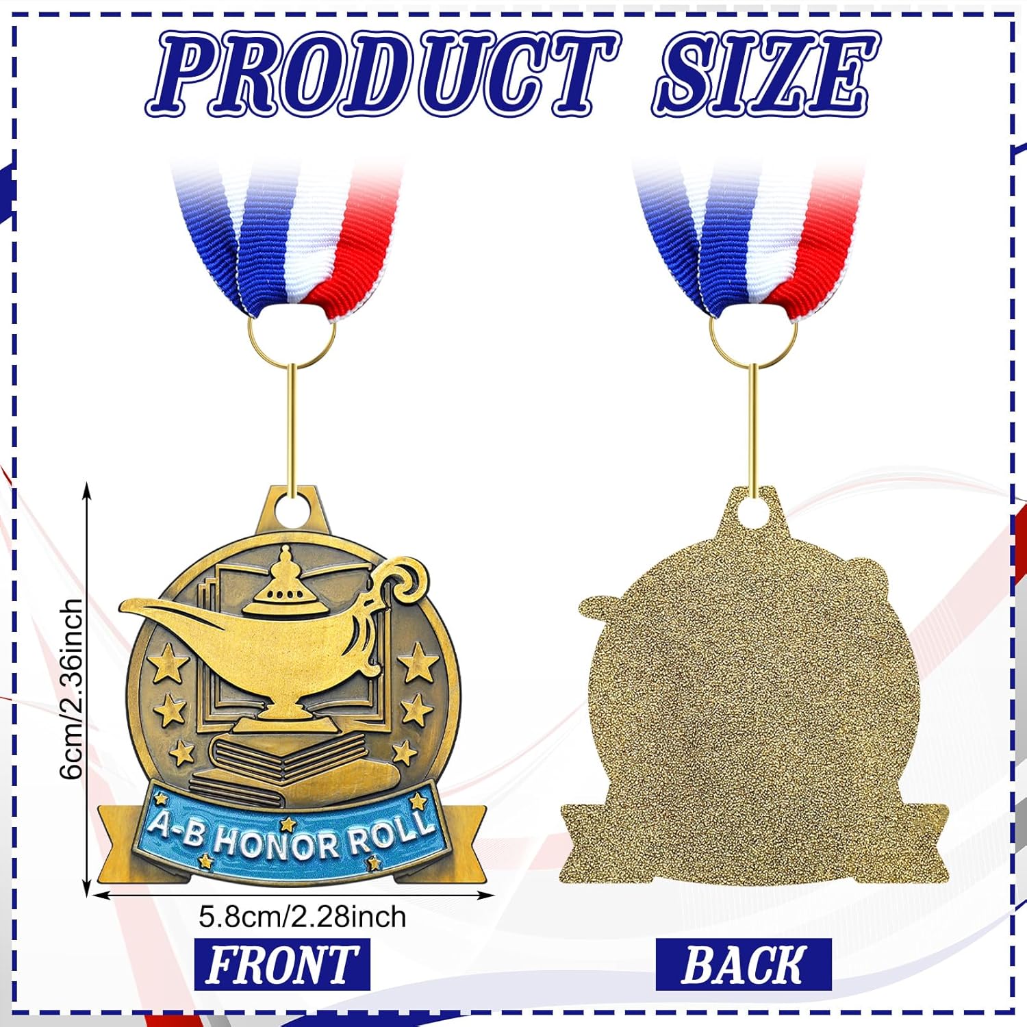 20 Pcs Academic Excellence Medals Bulk 2.4 inch Reading Gold Medals with Neck Ribbons Metal Trophy Award Prize Gifts for Adult Book Lover Competitions Party