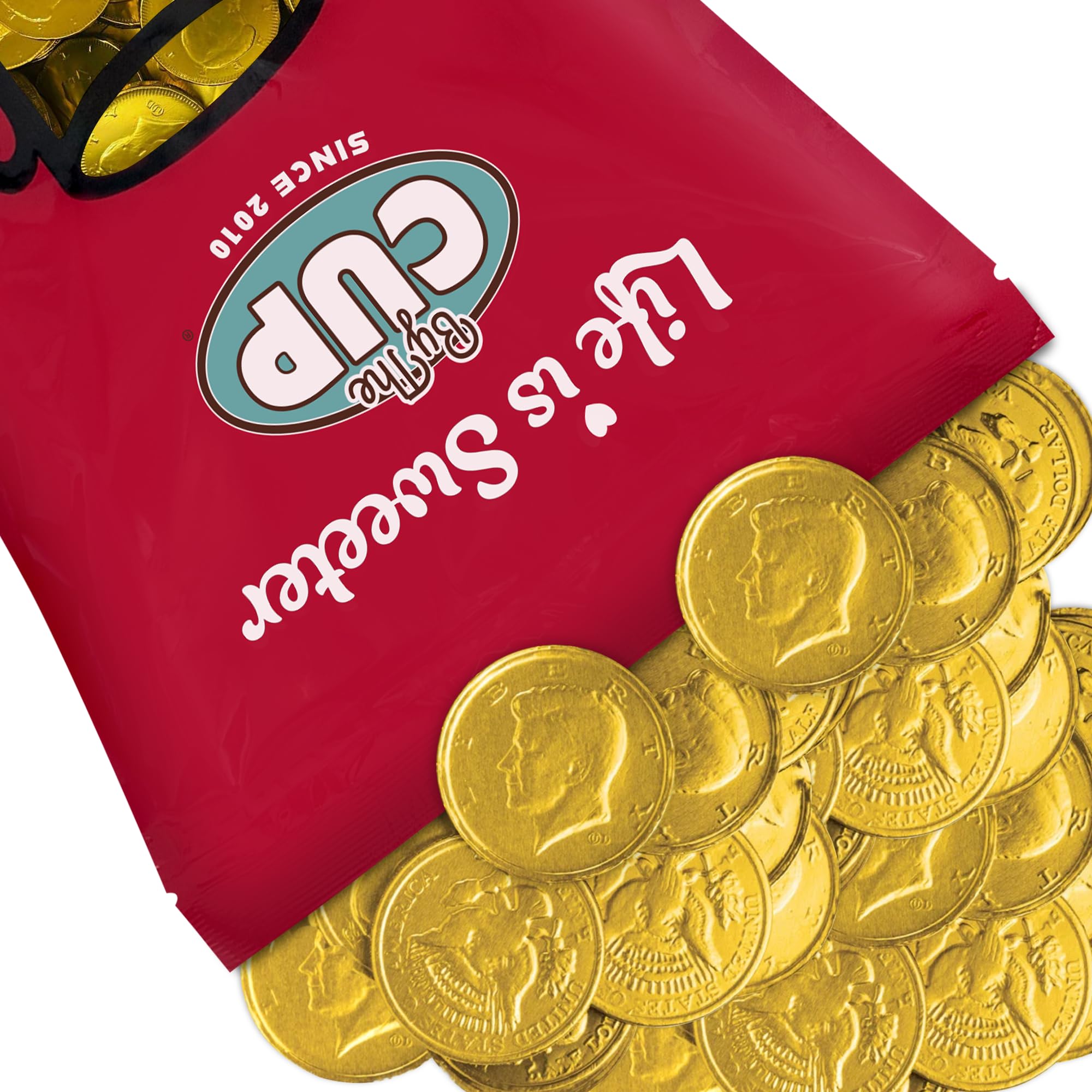 By The Cup Milk Chocolate Gold Coins, 5 lb Bulk Bag (Approximately 300 Coins)