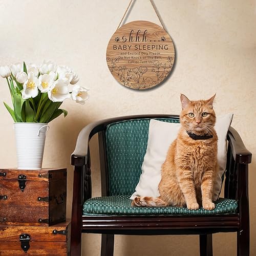 Miniatura 4 de Letrero de sueño de bebé para puerta delantera, 12 x 12 pulgadas, letrero de bienvenida para el timbre de puerta, letrero de bienvenida para casa,