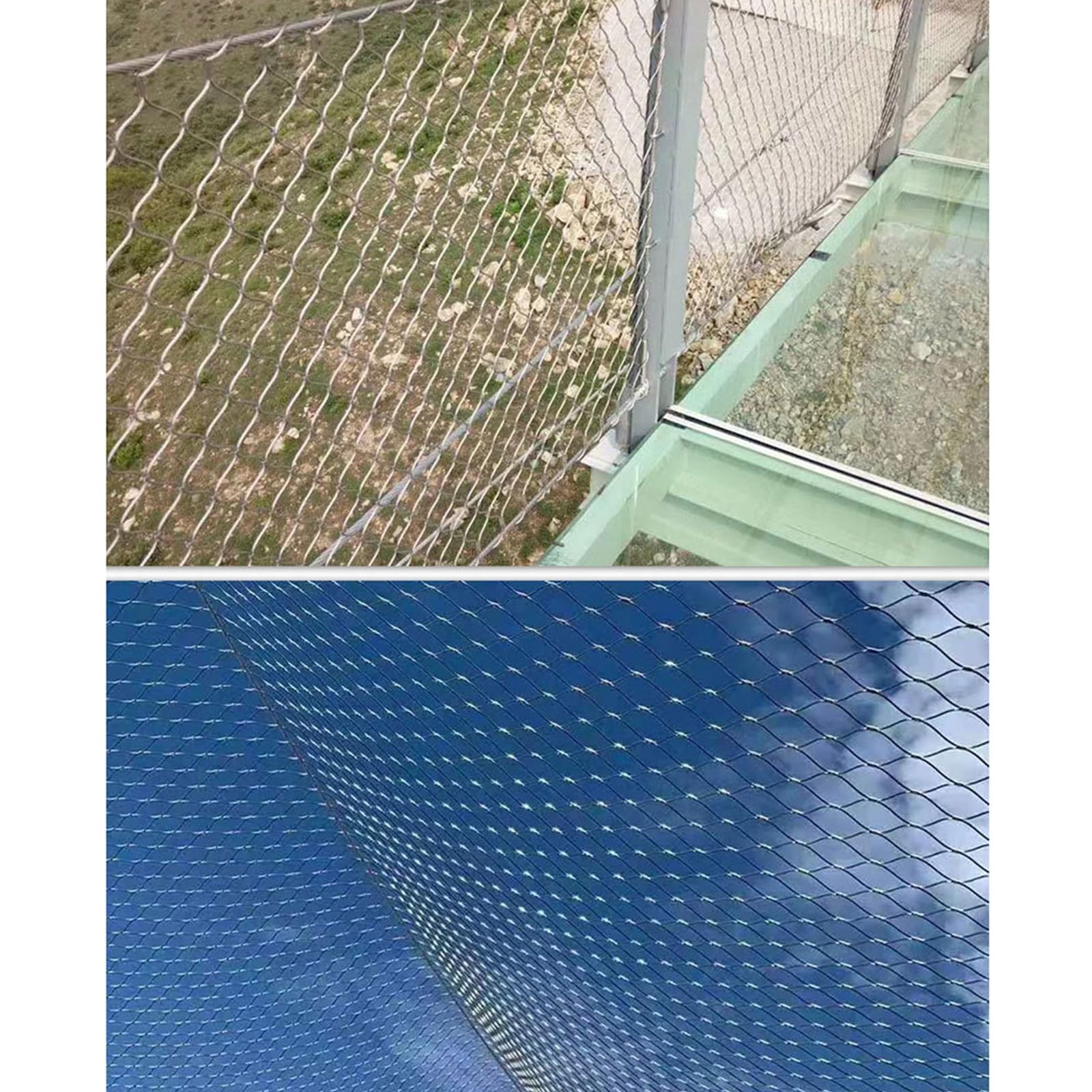 304 inless stalowa siatka druciana elastyczna siatka linowa - 8 m x 1 m (3,28 ft x 26,24 ft) do bezpiecznej tkanej siatki drucianej na balkon, bezpieczna ochrona na zewnątrz