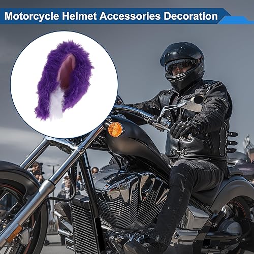 Miniatura 3 de Accesorios para casco de motocicleta, decoración de orejas de felpa para motocicleta, bicicleta, esquí, cascos degradados, morado y blanco, 2