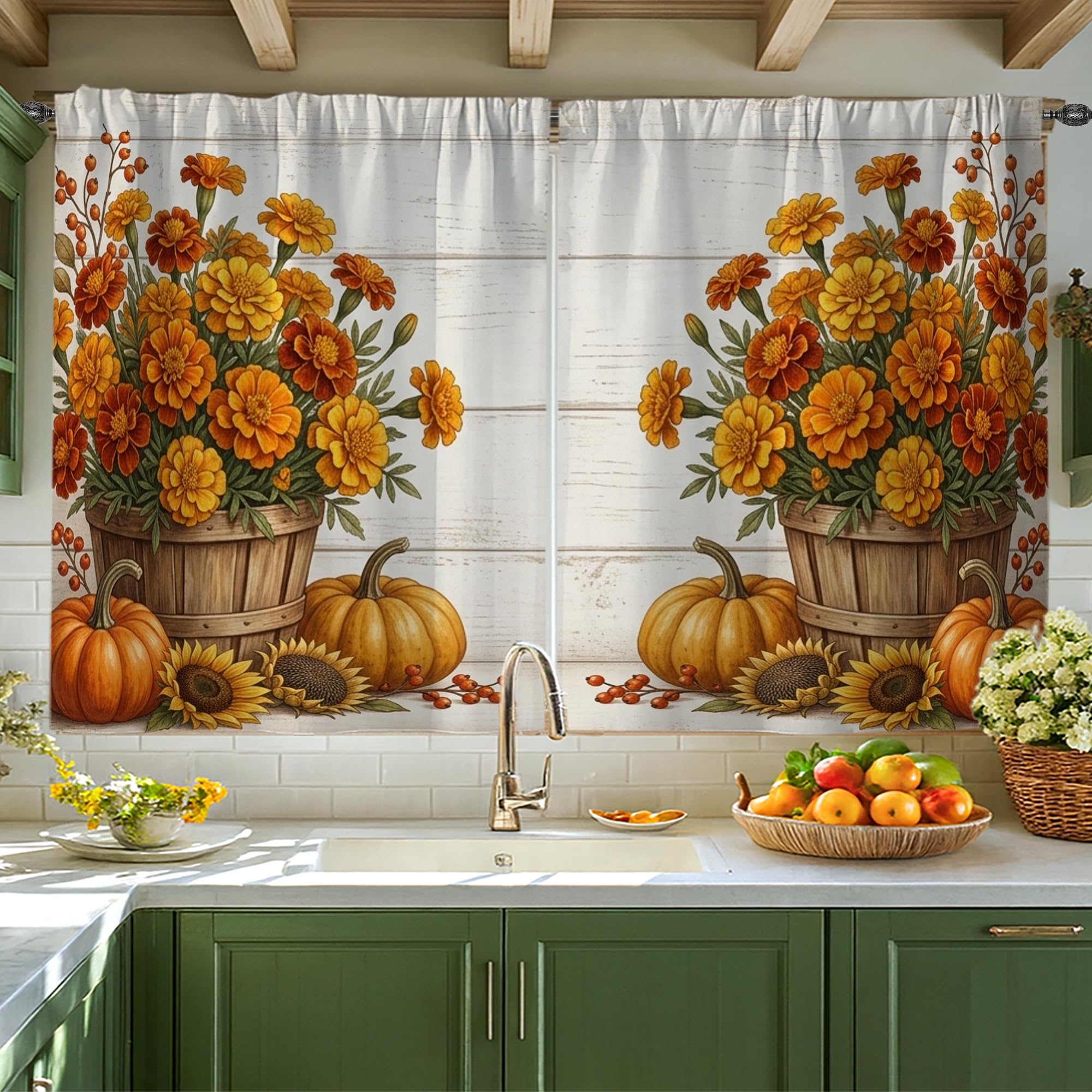 Rideaux pour évier de cuisine citrouilles pour créer un décor d'automne