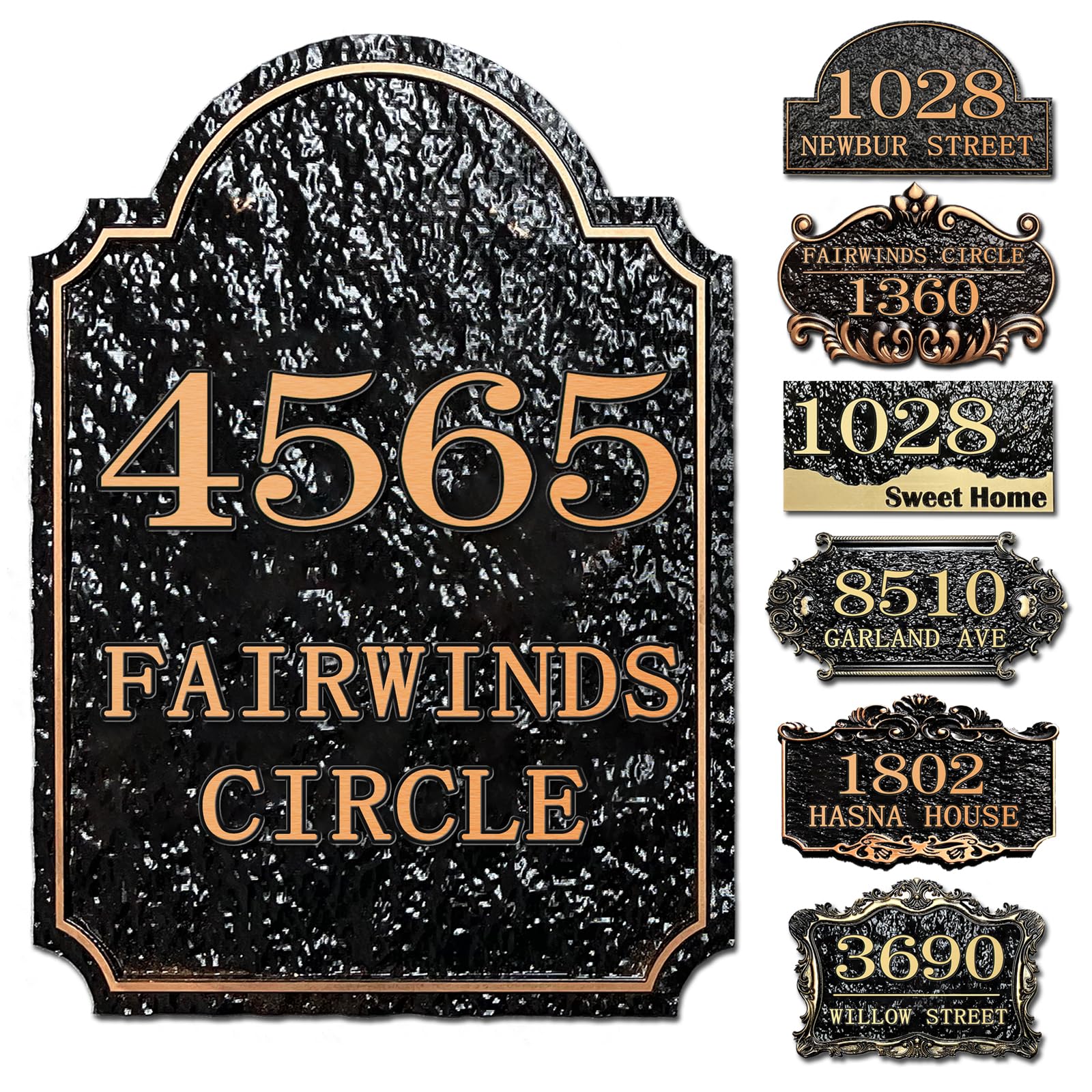 Personalized House Address Plaque Custom House Number Sign 12 Inch Acrylic Street Name Plate Customized Antique Brass or Copper Vintage for Home Room Door Wall Outdoor Mailbox