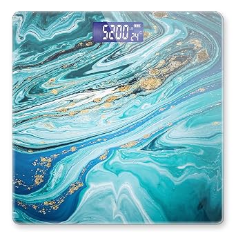 Weight Scale Digital Bathroom Scale Scale for Body Weight 400 lbs Personalized Digital Scale with Backlit Display Easy ReadBattery Not Included - Blue Gilt Marble