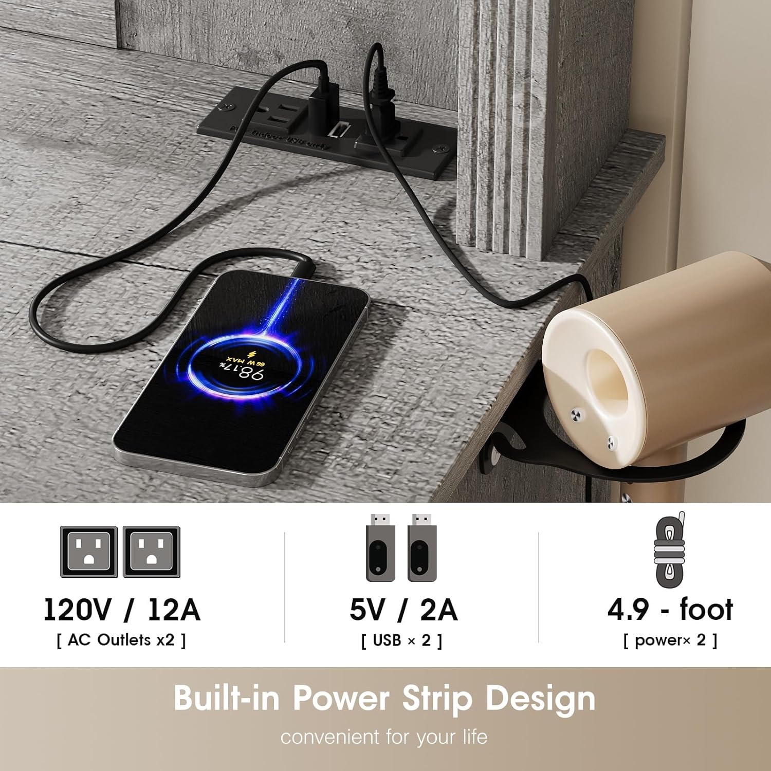 Built-in charging station detail