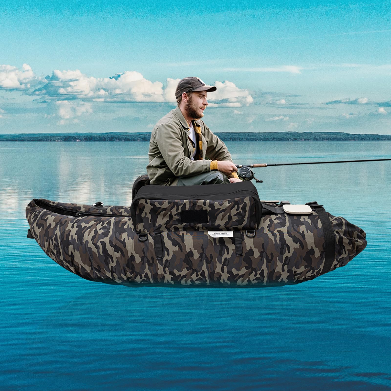 Float Tubes for Fishing,Adjustable Backrest (90-180°) with Two Buckle Straps Fishing Float Tube for Fishing, Rafting, Exploring, and Other Activities(Camouflage)