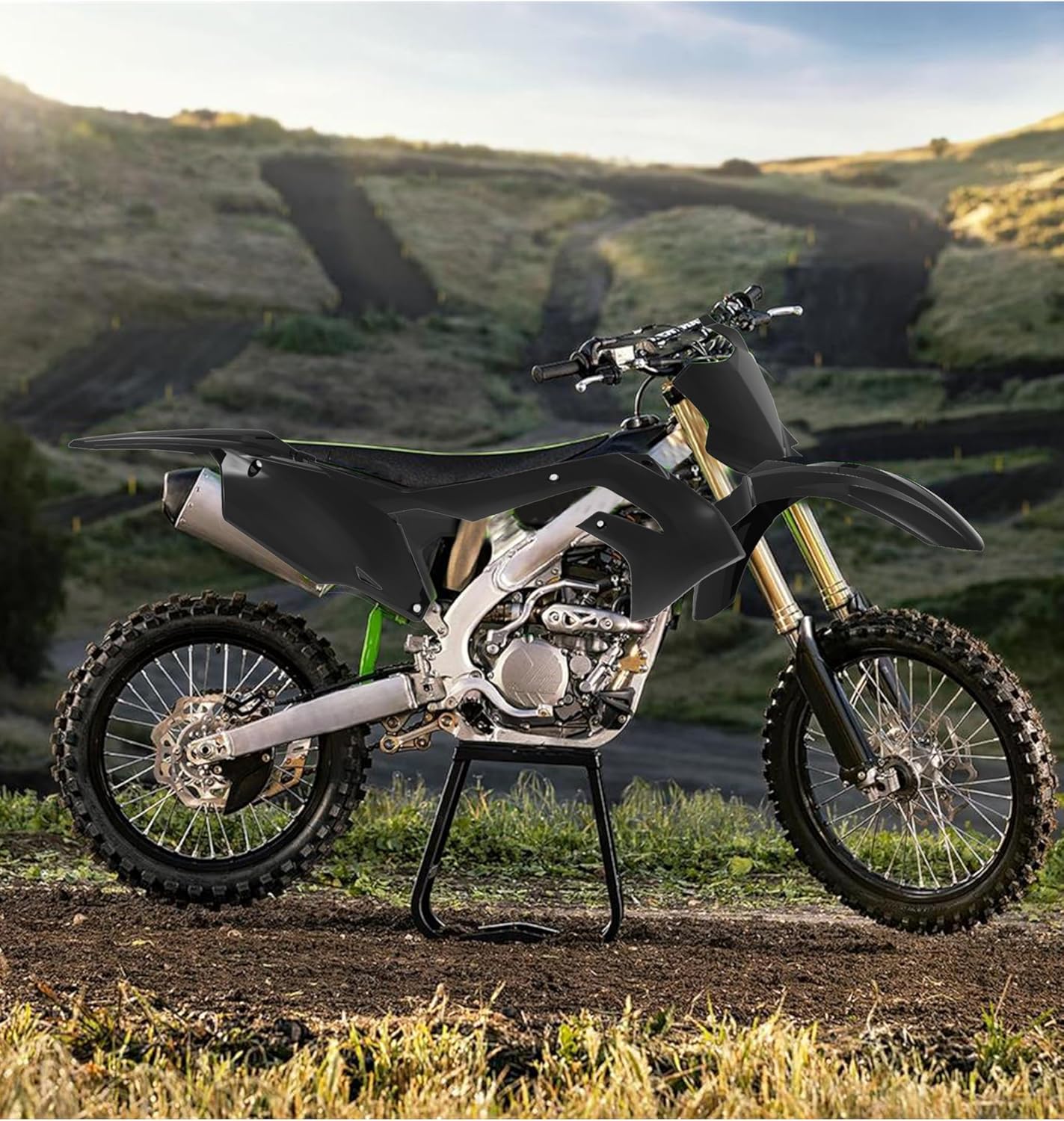 Black Full Plastic Kit for Kawasaki KX250 KX250X KX450X 2012-2022, Fairing Fender Protection Parts Kit for Kawasaki KX450 2019-2022 Accessories