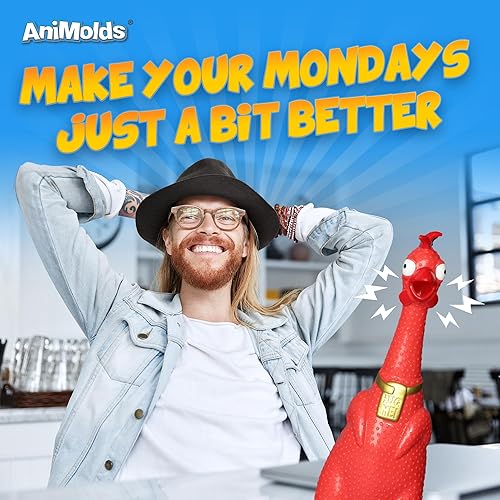 Miniatura 7 de Animolds Hug Me - Pollo gigante de goma, enorme juguete de pollo de goma que grita para niños, juguete extra grande chirriante  grita hasta 45