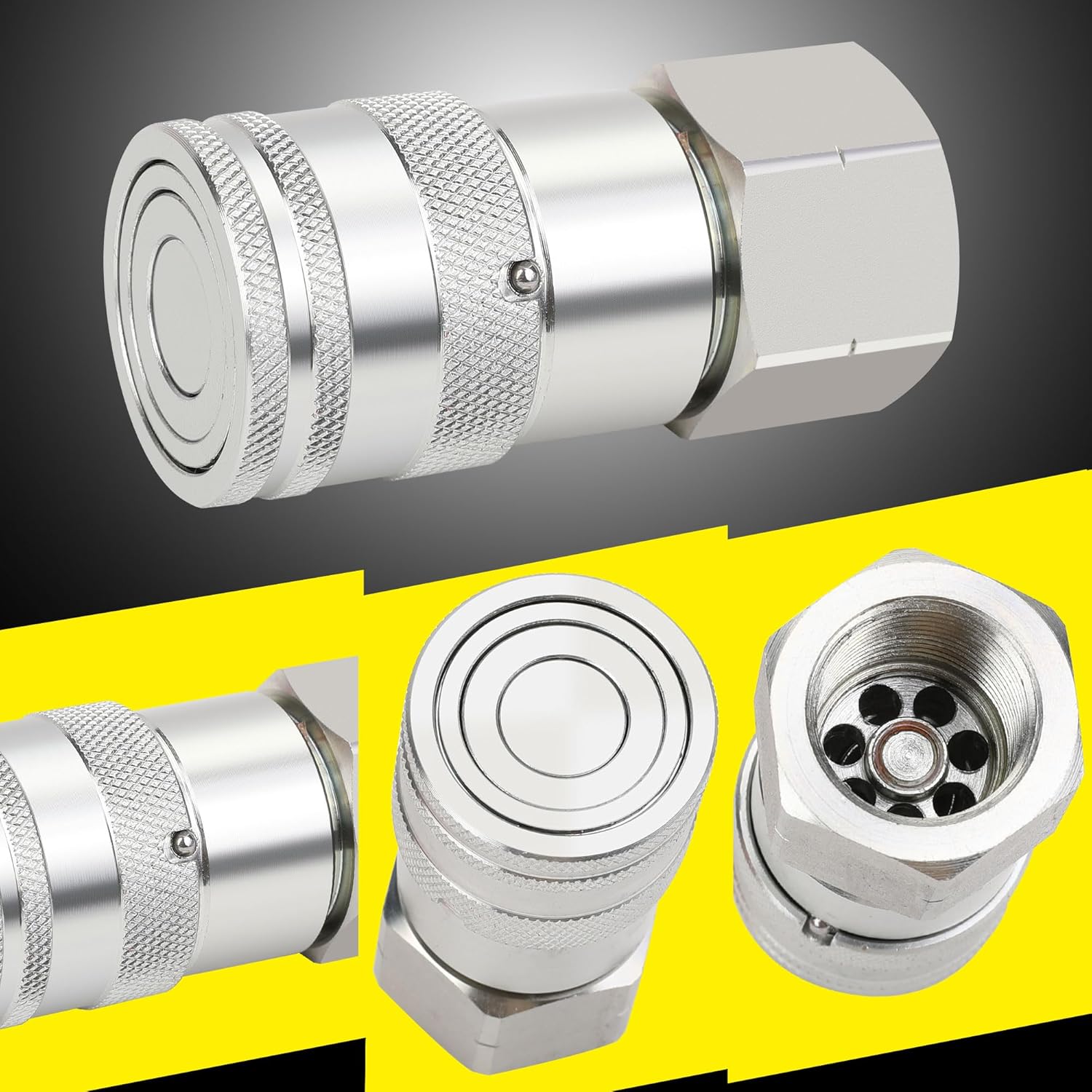 3/4’’ NPT Skid Steer Hydraulic Couplers, Bobcat Flat Face Quick Connect Fittings with 2PCS Dust Covers