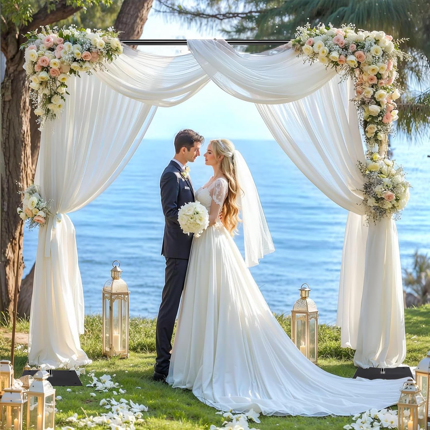 Photo 1 of  Heavy Backdrop Stand Kit, 10x8 ft Adjustable Photographic Background Stand Support System Kit, Suitable for Professional Photography, Wedding, Family Celebration, Party, Birthday 