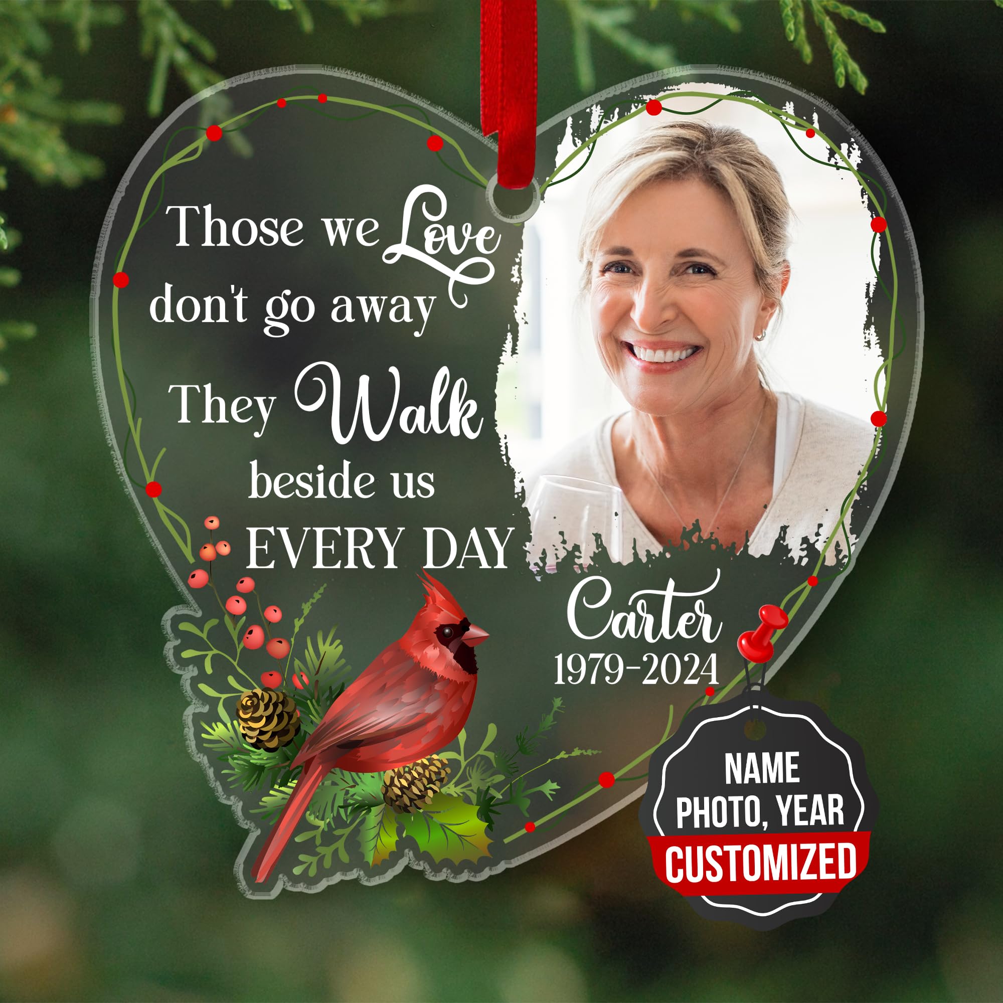 Fastpeace 2025 Personalized Memorial Acrylic Ornament – Christmas-Birthday-Anniversary Keepsake for Loss of Loved One – Custom Photo Name Year – in