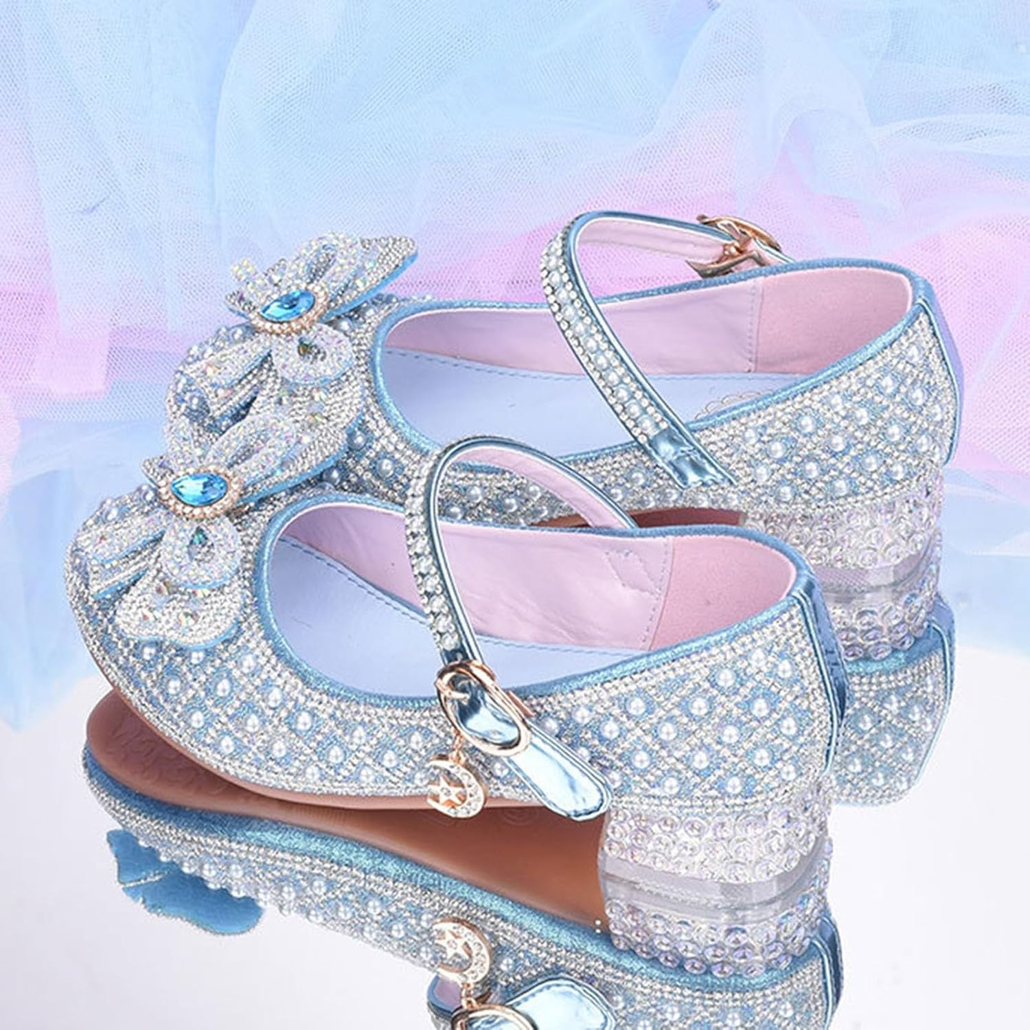 IWIHMIV Toddler Girl Mary Jane Shoes Little Girl Low Heels Dress Up Princess School Shoes for Wedding Party